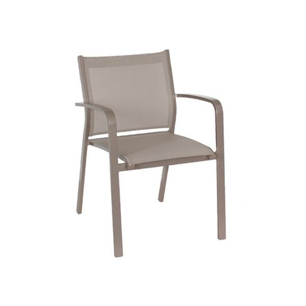 Sillón comedor apilable GALLIS aluminio champagne sling khaki