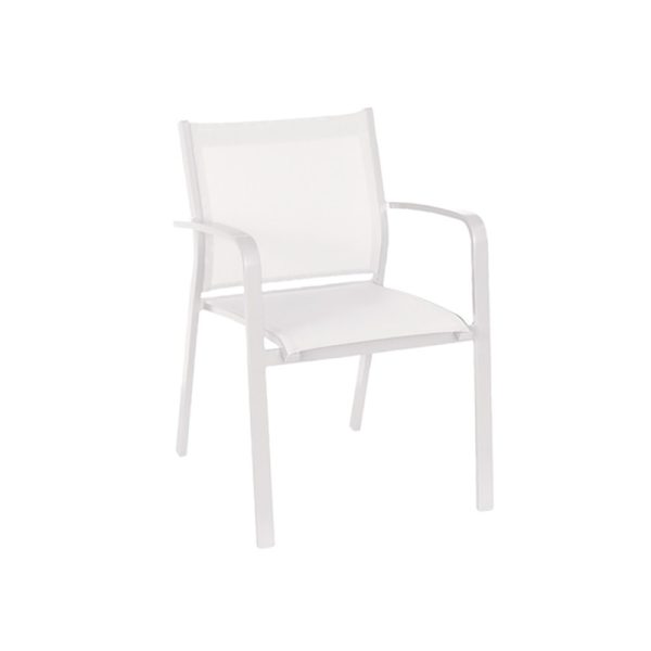 Sillón comedor apilable GALLIS aluminio blanco sling blanco